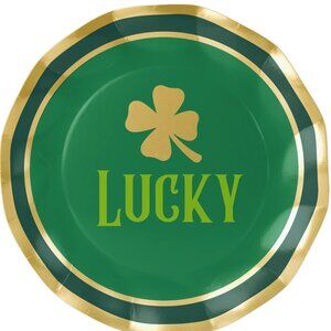 Gold Four Leaf Clover Lucky Paper Plates
